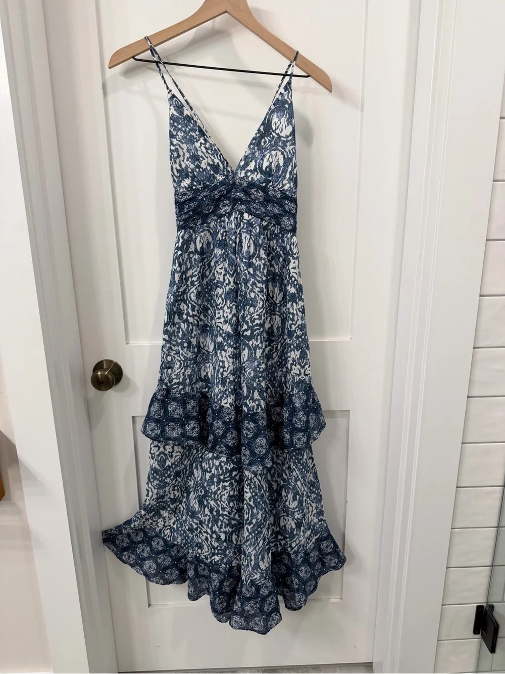 Abercrombie & Fitch Blue and White Printed Maxi Dress